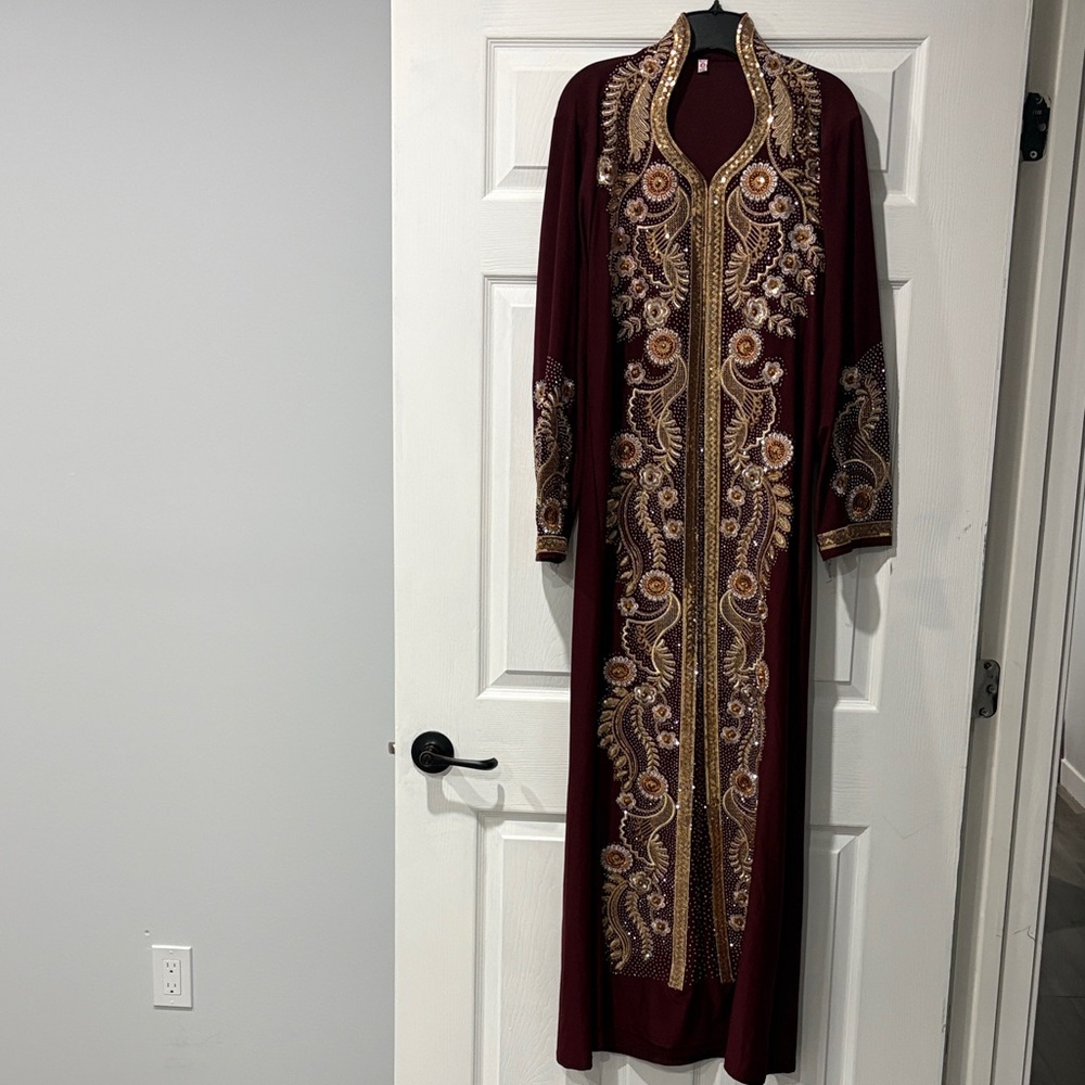 Embroidered Burgundy Dress